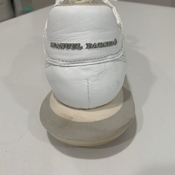 Manuel Barcelo Laval Napalin White Rafia Leather Sneakers - Picture 1 of 8